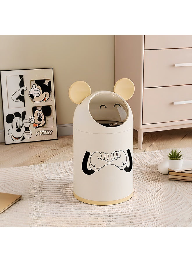 Noon East Cute Bear Shaped Plastic Trash Can, Garbage Container Basket for Bathrooms, Laundry Room, Kitchens, Kids Rooms, Dorms, Dia 26.9 x H 46.5 cm, Cream / Yellow - Image 1