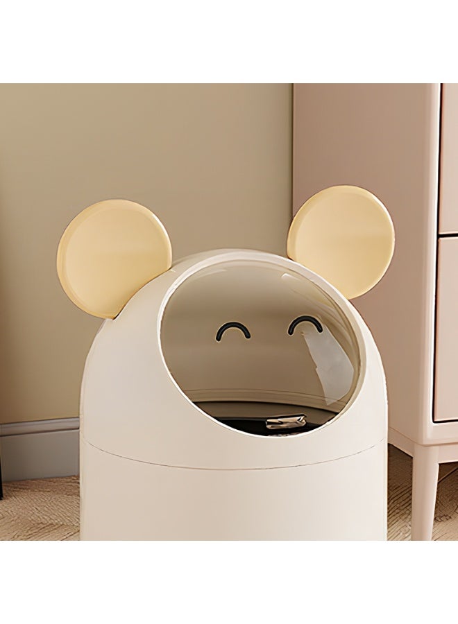 Noon East Cute Bear Shaped Plastic Trash Can, Garbage Container Basket for Bathrooms, Laundry Room, Kitchens, Kids Rooms, Dorms, Dia 26.9 x H 46.5 cm, Cream / Yellow - Image 3