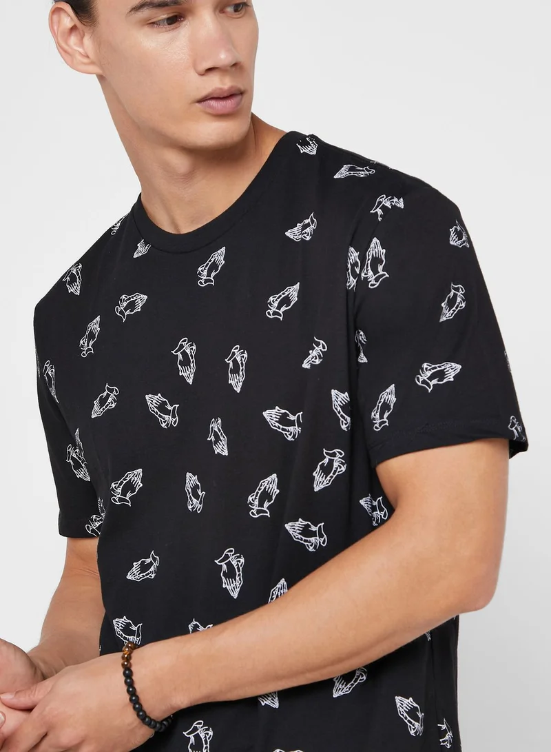 FOREVER 21 Praying Hands AOP T-Shirt
