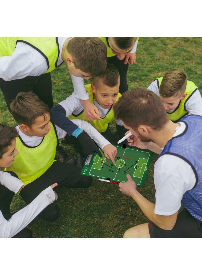 LEAP Soccer Clipboard Double Sided Design Premium Dry Erase Coaching Board Soccer Tactics Board for Coaches with Dry Erase Marker Pen Carabiner and Pen Holder - Image 1