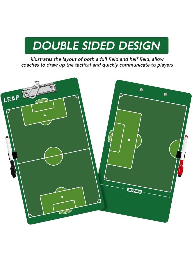 LEAP Soccer Clipboard Double Sided Design Premium Dry Erase Coaching Board Soccer Tactics Board for Coaches with Dry Erase Marker Pen Carabiner and Pen Holder - Image 4