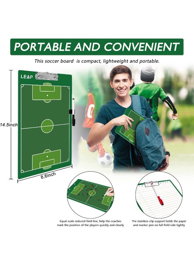 LEAP Soccer Clipboard Double Sided Design Premium Dry Erase Coaching Board Soccer Tactics Board for Coaches with Dry Erase Marker Pen Carabiner and Pen Holder - Image 5