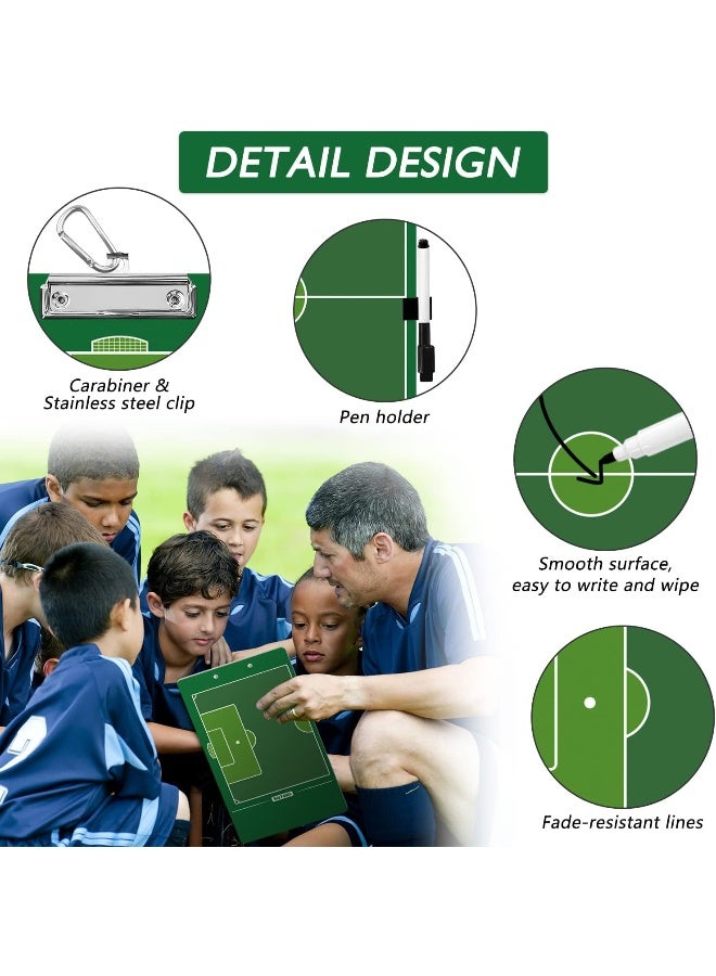 LEAP Soccer Clipboard Double Sided Design Premium Dry Erase Coaching Board Soccer Tactics Board for Coaches with Dry Erase Marker Pen Carabiner and Pen Holder - Image 2