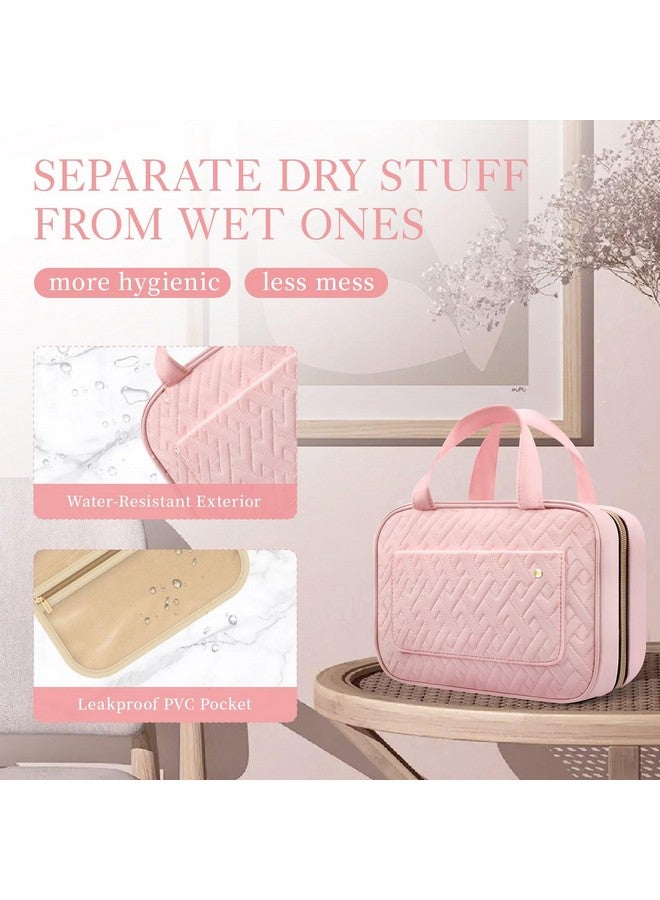 HOTOR Travel Toiletry Bag for Women with Hanging Hook - Portable Cosmetic Case, Toiletry Bag for Traveling Women, Waterproof Travel Essentials, Pink - Image 4