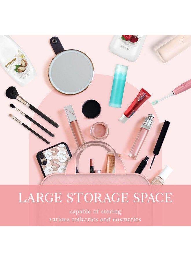 HOTOR Travel Toiletry Bag for Women with Hanging Hook - Portable Cosmetic Case, Toiletry Bag for Traveling Women, Waterproof Travel Essentials, Pink - Image 1