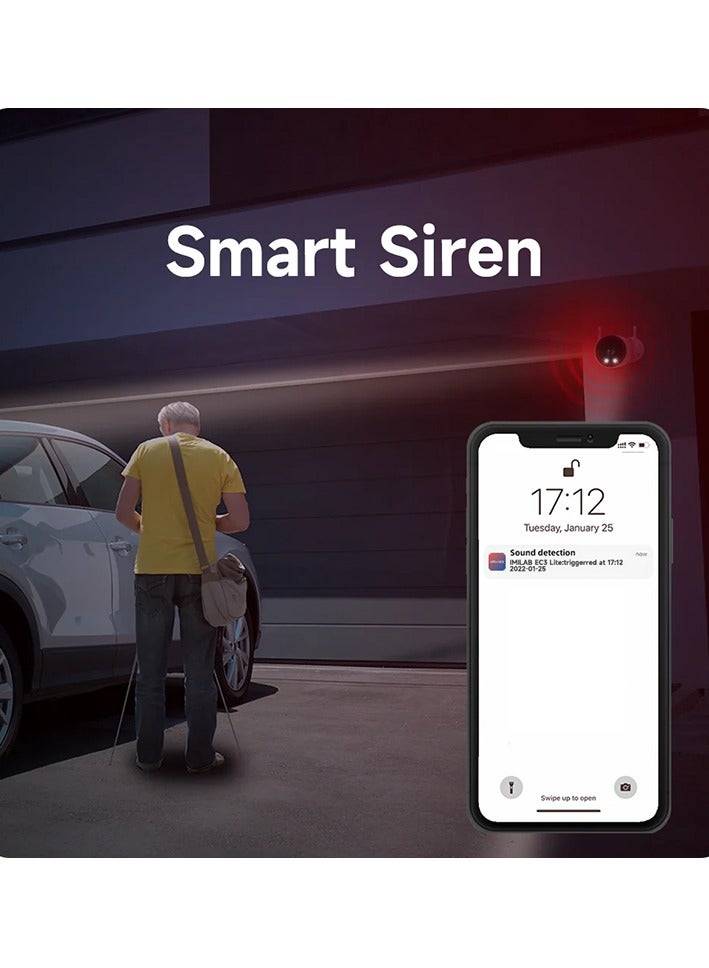 إيميلاب كاميرا مراقبة إميلاب ذكية خارجية بدقة 2K واي فاي تعمل بالكهرباء مع كشاف ضوء EC3-Lite - أبيض - Image 5