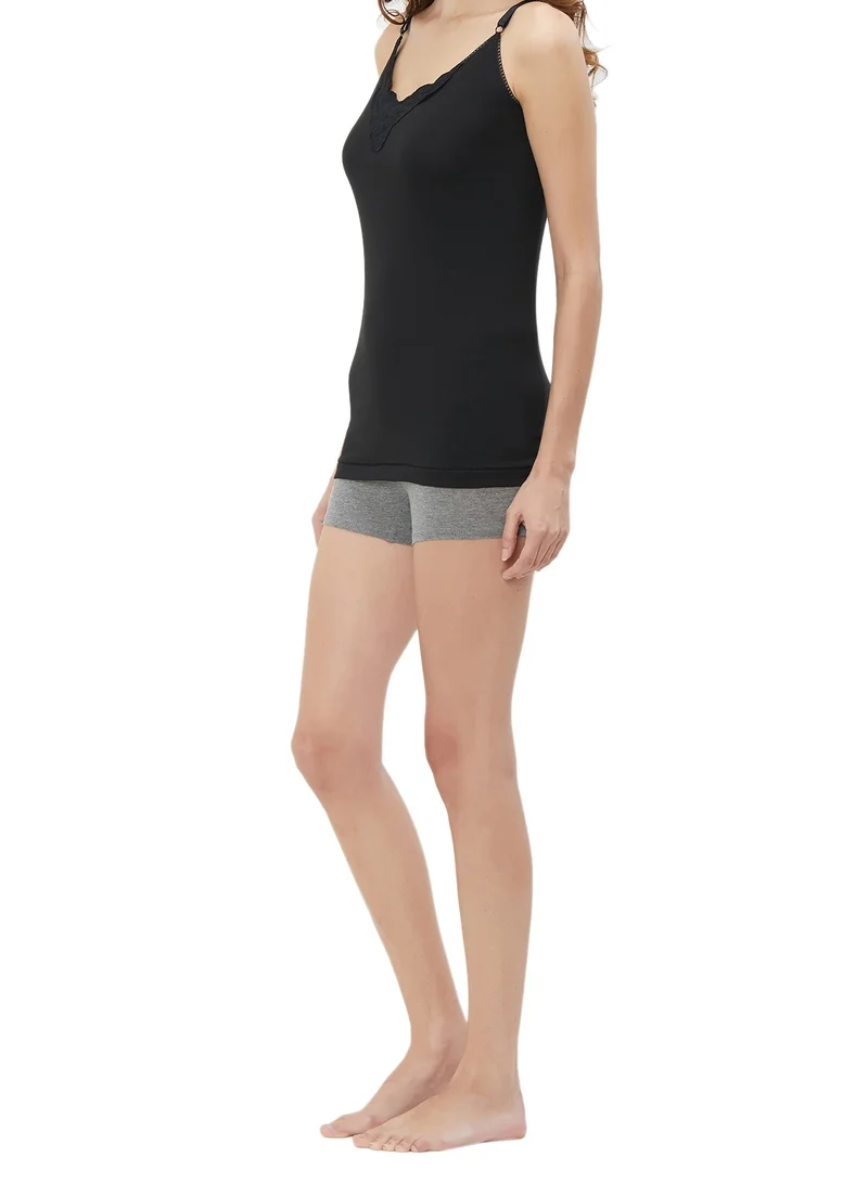 BYC GIRLS ADJUSTABLE STRAP COTTON CAMISOLE (PACK OF 3) - BLACK