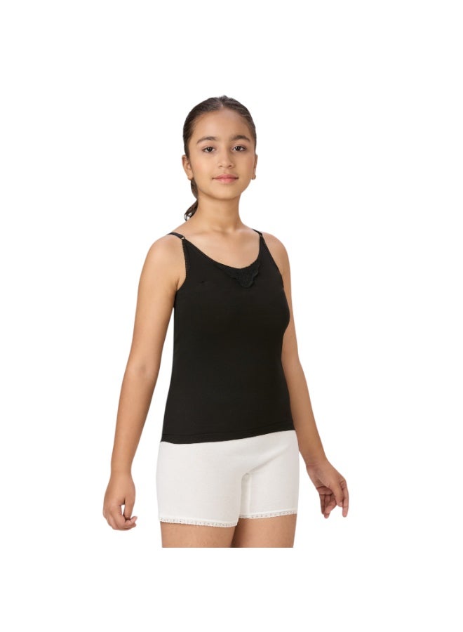 BYC GIRLS ADJUSTABLE STRAP COTTON CAMISOLE (PACK OF 3) - BLACK - Image 4