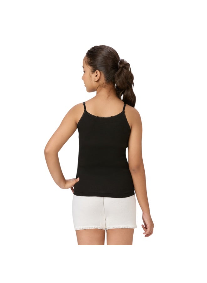 BYC GIRLS ADJUSTABLE STRAP COTTON CAMISOLE (PACK OF 3) - BLACK - Image 5