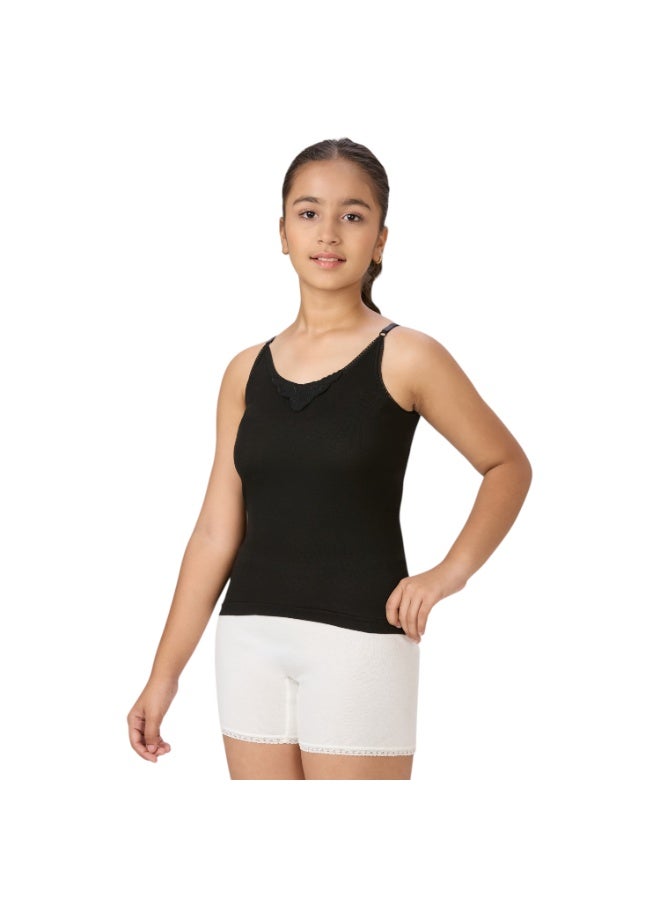 BYC GIRLS ADJUSTABLE STRAP COTTON CAMISOLE (PACK OF 3) - BLACK - Image 3