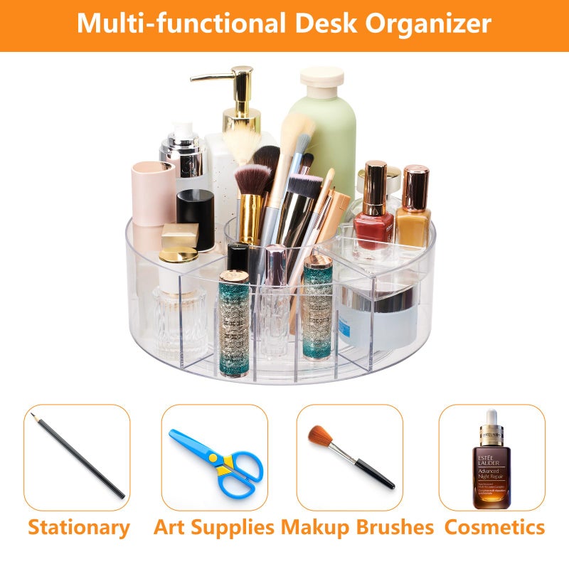Flytreal 360 Rotating Makeup Organizer for Vanity, 10â€ Desk Acrylic Spinning Cosmetic Skincare Organizer Countertop, Large Clear Lazy Susan Round Organizer for Lotion, Lipsticks, Perfume, Brushes - Image 5