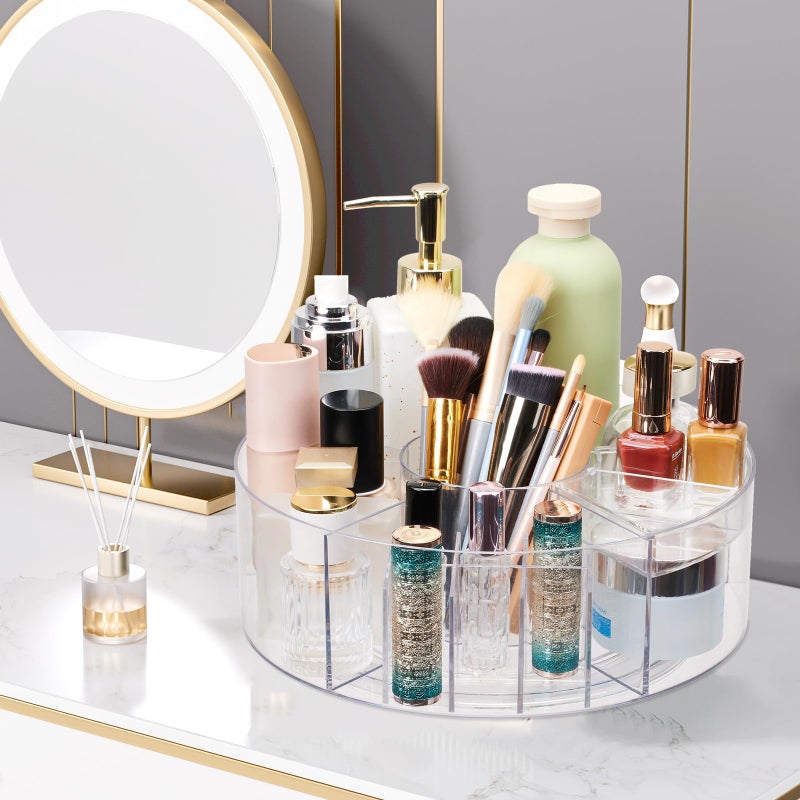 Flytreal 360 Rotating Makeup Organizer for Vanity, 10â€ Desk Acrylic Spinning Cosmetic Skincare Organizer Countertop, Large Clear Lazy Susan Round Organizer for Lotion, Lipsticks, Perfume, Brushes - Image 2