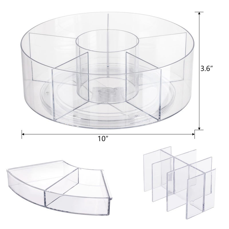 Flytreal 360 Rotating Makeup Organizer for Vanity, 10â€ Desk Acrylic Spinning Cosmetic Skincare Organizer Countertop, Large Clear Lazy Susan Round Organizer for Lotion, Lipsticks, Perfume, Brushes - Image 3