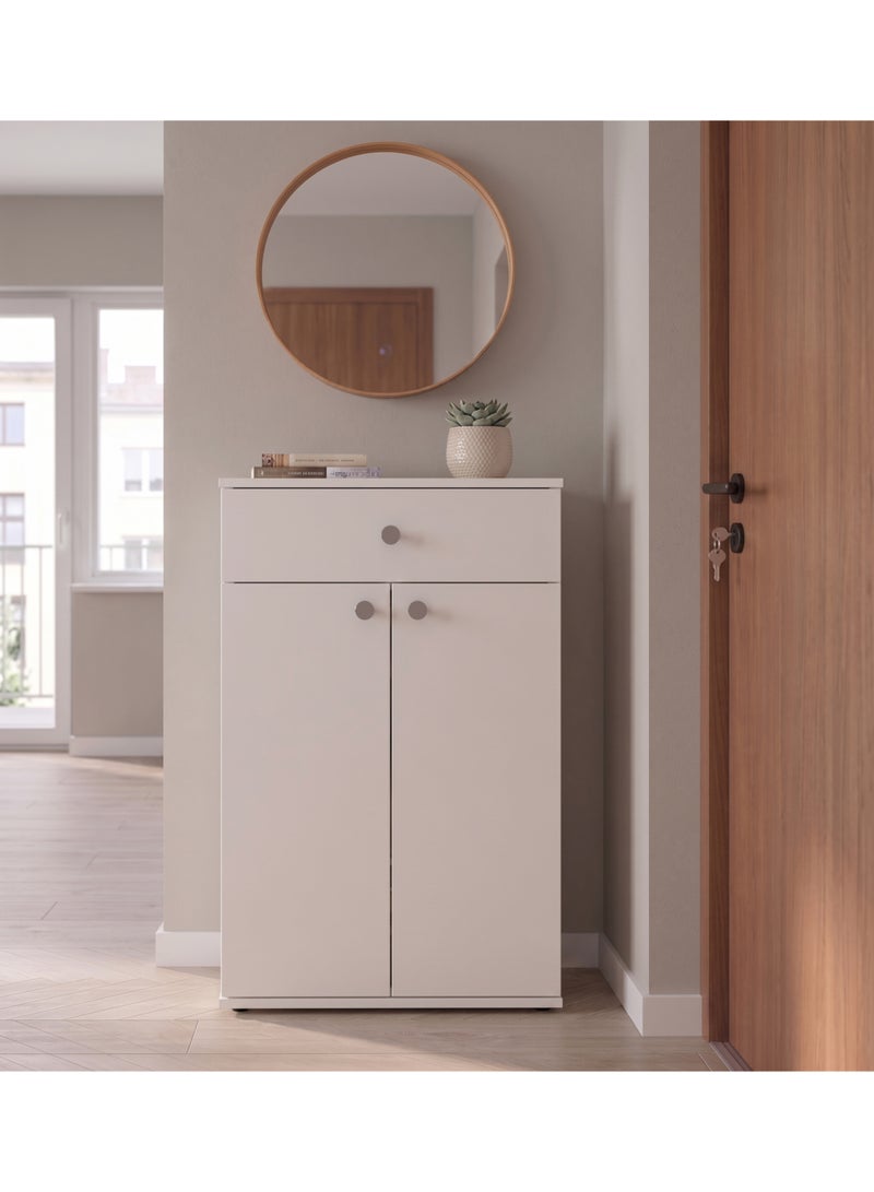 Furniture Store Modern shoe rack/shoe cabinet with a wide drawer and 5 shelves, MDF, in white, high-quality finish, from Furniture Store. - Image 2