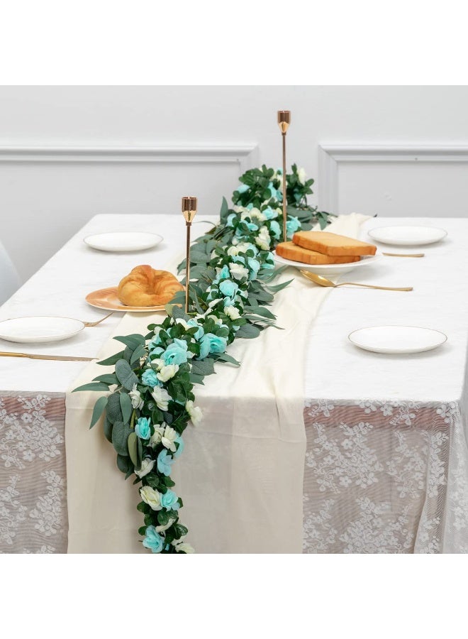 يُسلِّم 5 قطع من إكليل الورد الصناعي، نبات زهور، زهور صناعية، ورد معلق، لبلاب، زينة قوس حائط لحفلات أعياد الميلاد، عيد الحب، وحفلات الزفاف (أخضر) - Image 2