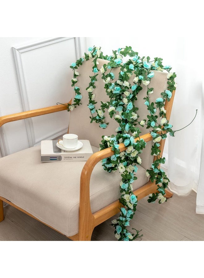 يُسلِّم 5 قطع من إكليل الورد الصناعي، نبات زهور، زهور صناعية، ورد معلق، لبلاب، زينة قوس حائط لحفلات أعياد الميلاد، عيد الحب، وحفلات الزفاف (أخضر) - Image 5