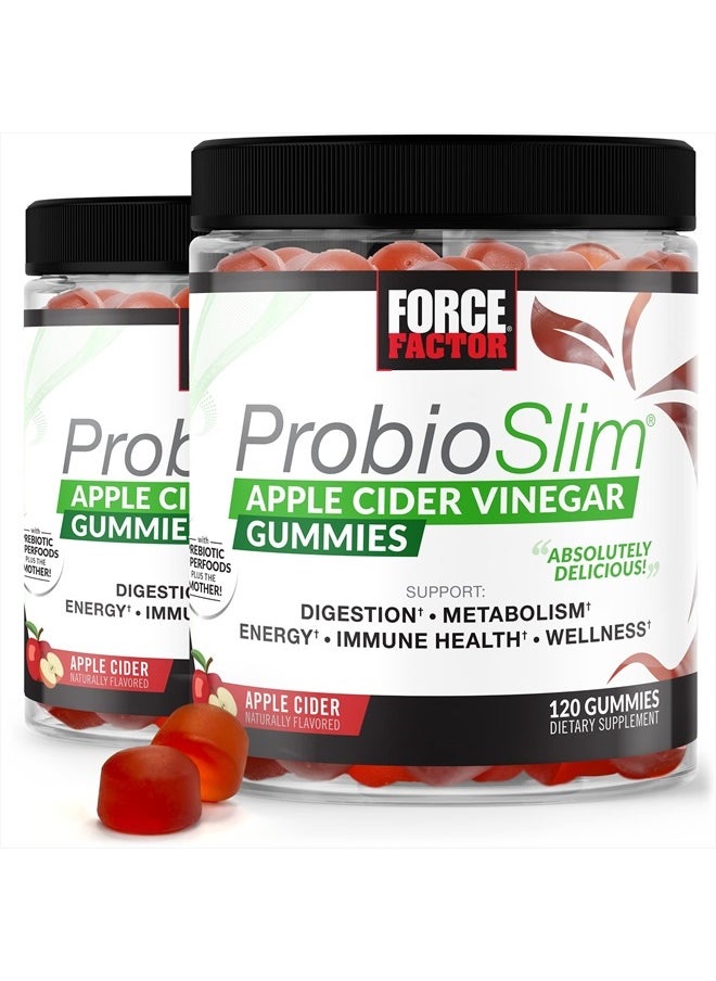 Force Factor - FORCE FACTOR ProbioSlim Apple Cider Vinegar Gummies Organic LactoSpore Prebiotics to Support Digestion, Metabolism, Immune Health, 240 Gummies (2-Pack), White (Packaging) (FFS-00806-FG) - Image 1