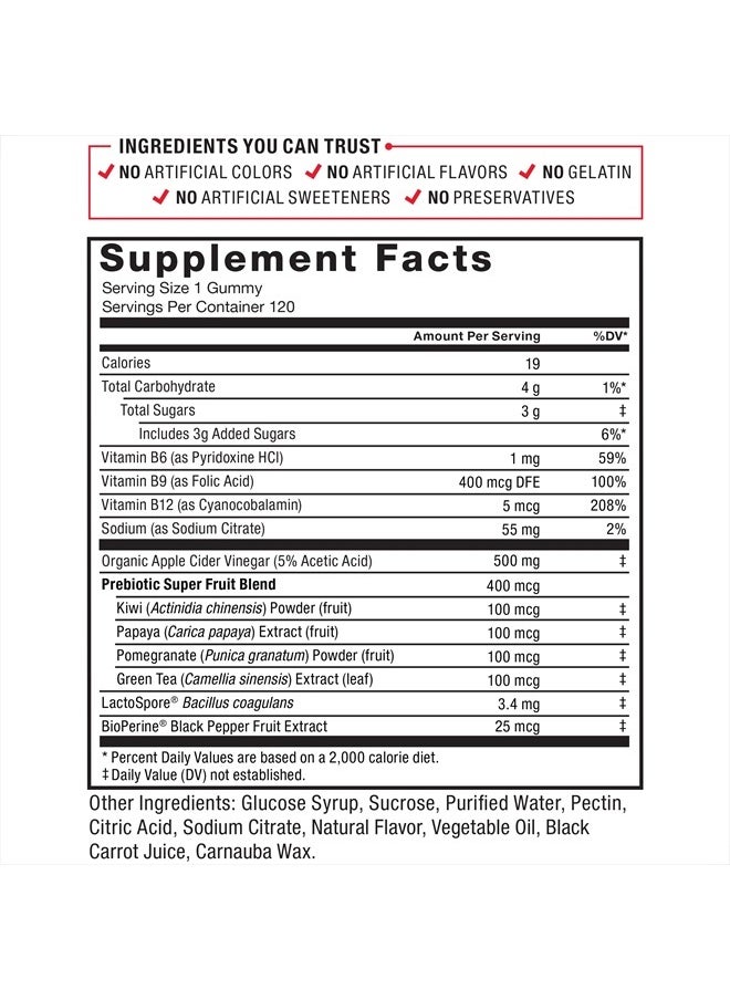 Force Factor - FORCE FACTOR ProbioSlim Apple Cider Vinegar Gummies Organic LactoSpore Prebiotics to Support Digestion, Metabolism, Immune Health, 240 Gummies (2-Pack), White (Packaging) (FFS-00806-FG) - Image 1