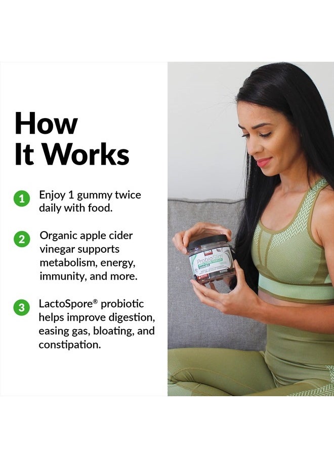 Force Factor - FORCE FACTOR ProbioSlim Apple Cider Vinegar Gummies Organic LactoSpore Prebiotics to Support Digestion, Metabolism, Immune Health, 240 Gummies (2-Pack), White (Packaging) (FFS-00806-FG) - Image 1