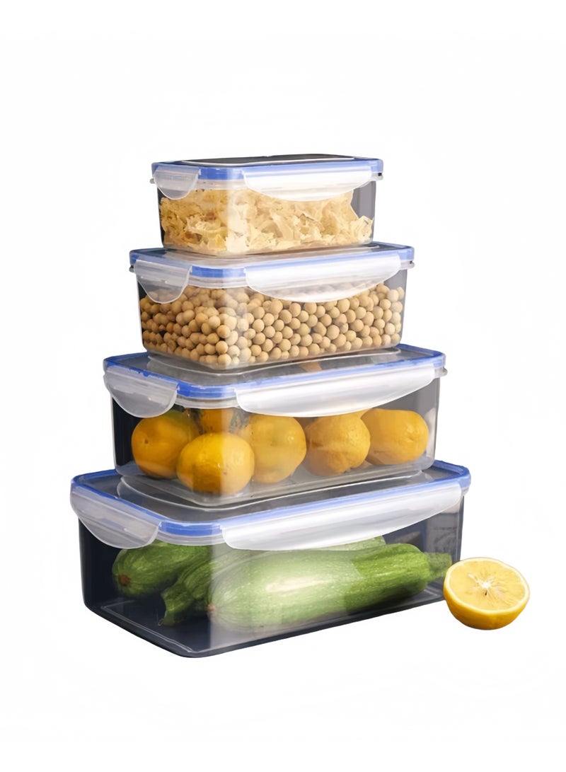 لولكس حاويات طعام لولاكس للمطبخ، لتخزين الطعام، حاويات بلاستيكية، 4 قطع بلاستيكية قابلة لإعادة الاستخدام، مجموعة حاويات تحضير الوجبات، منظمات مطبخ قابلة للتكديس، قابلة للاستخدام في الميكروويف، آمنة للاستخدام في الفريزر، آمنة للاستخدام في غسالة الأطباق - Image 1