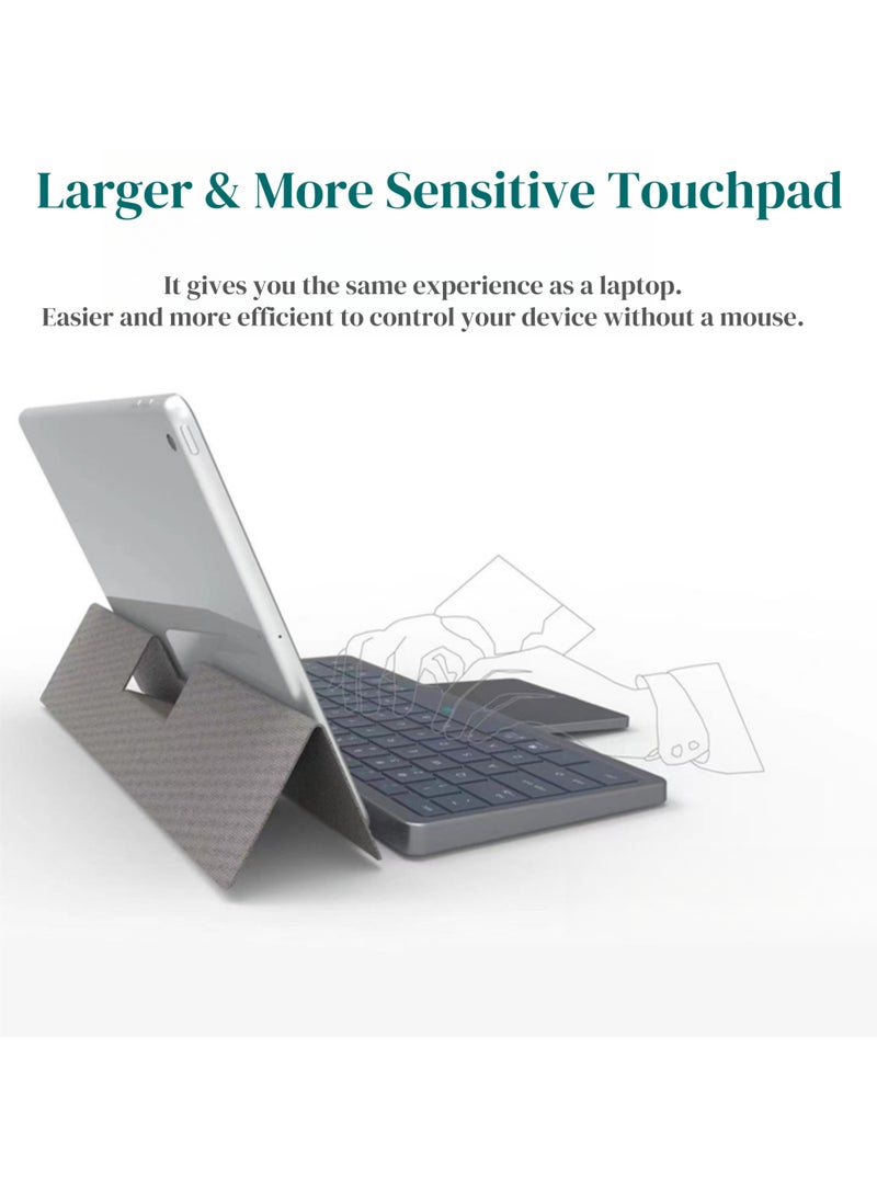 Rock Pow Bluetooth Keyboard Portable Full Size Keyboard with Large Touchpad PU Leather Magnetic Detachable Stand Wireless Travel Keyboard for Windows iOS Android Mac  - Image 2