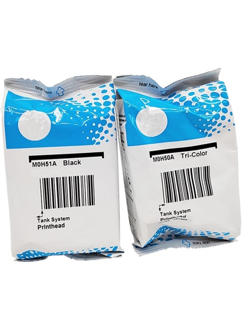 HP A Whole Set (BK & Tri-Color) M0H51A M0H50A Print Head GT51 GT52 printhead for HP GT5810 GT5820 GT5822 Ink Tank 310 311 410 411 315 415 318 418 319 419 Printers (BK & Tri-Color) - Image 1