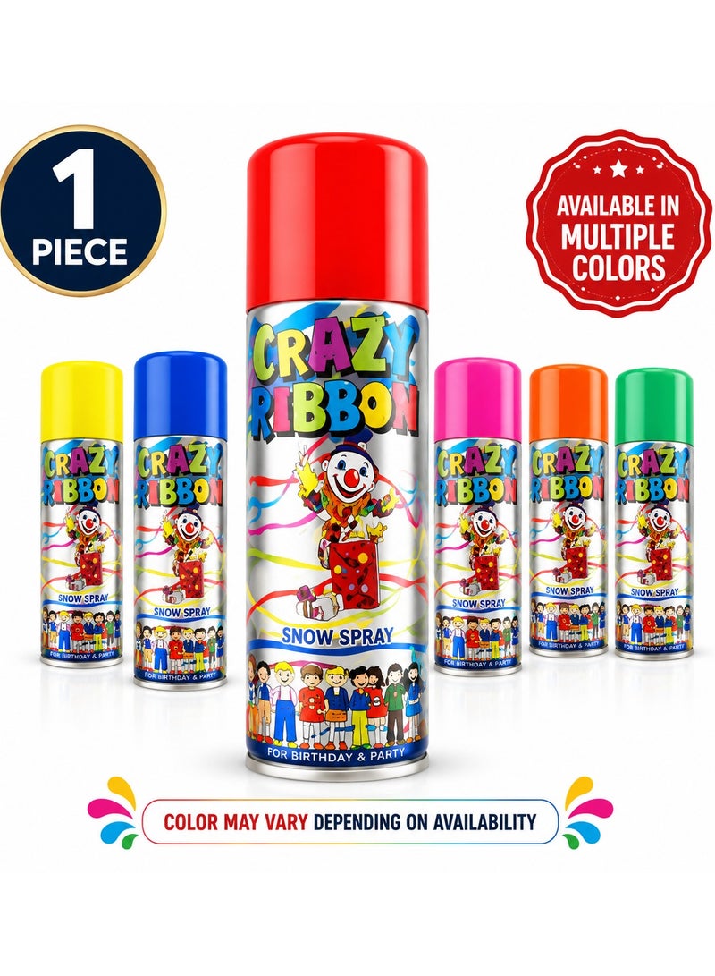 CRAZY RIBBON Snow Spray - Party Snow Foam Spray Can | Birthday Celebration Spray | Wedding, New Year, Graduation & Event Decoration | Instant Party Fun Spray | Assorted Color - Image 1
