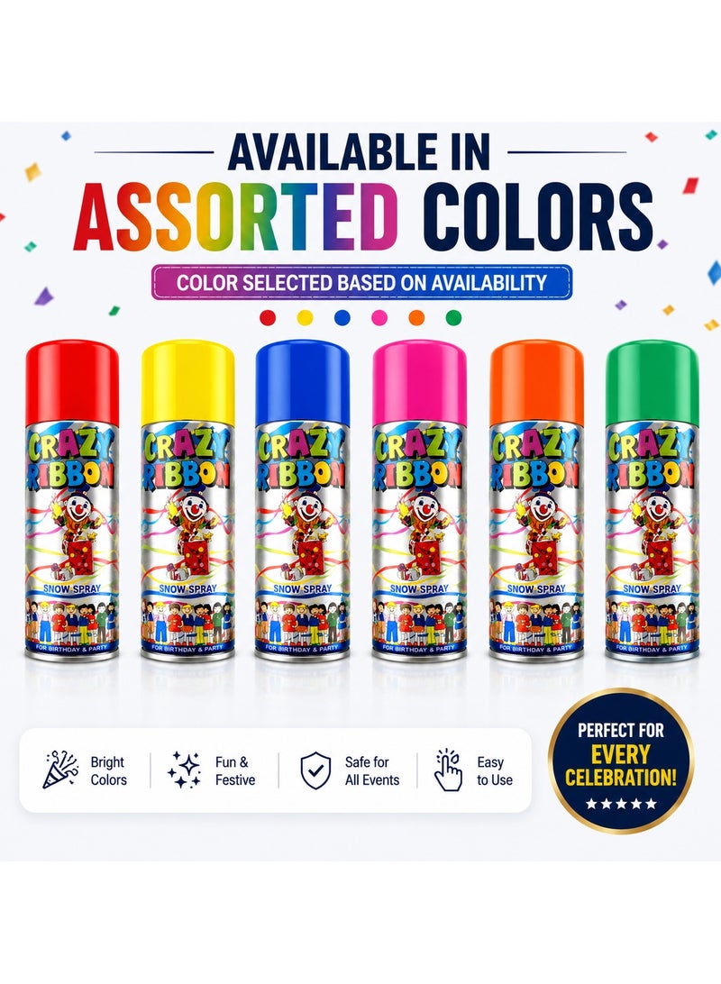 CRAZY RIBBON Snow Spray - Party Snow Foam Spray Can | Birthday Celebration Spray | Wedding, New Year, Graduation & Event Decoration | Instant Party Fun Spray | Assorted Color - Image 4