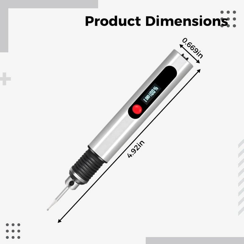 Cordless Engraving Pen, Electric Tool, 3 Speeds, 30 Bits, 500Mah, Carving For Jade Stone Metal Glass, Power Display - Image 3