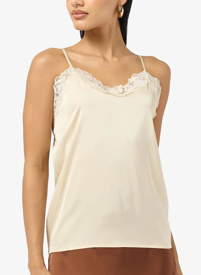 Ginger Basics Satin Lace Cami Top