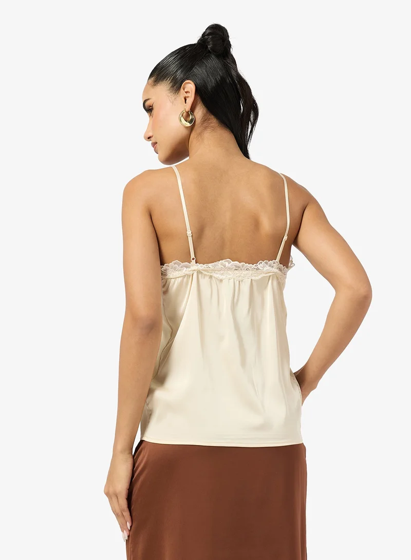 Ginger Basics Satin Lace Cami Top