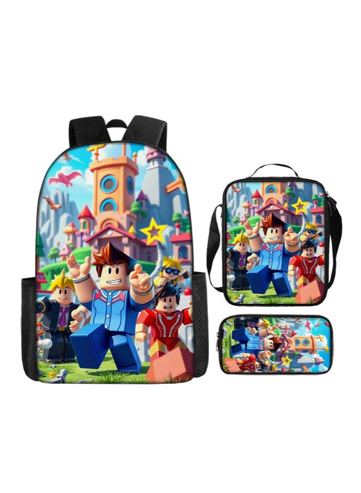 روبلوكس على ظهره مقلمة حقيبة ثلاثة قطعة دعوى الرجال والنساء الترفيه الرياضة حقيبة السفر طالب حقيبة المدرسة - Image 1