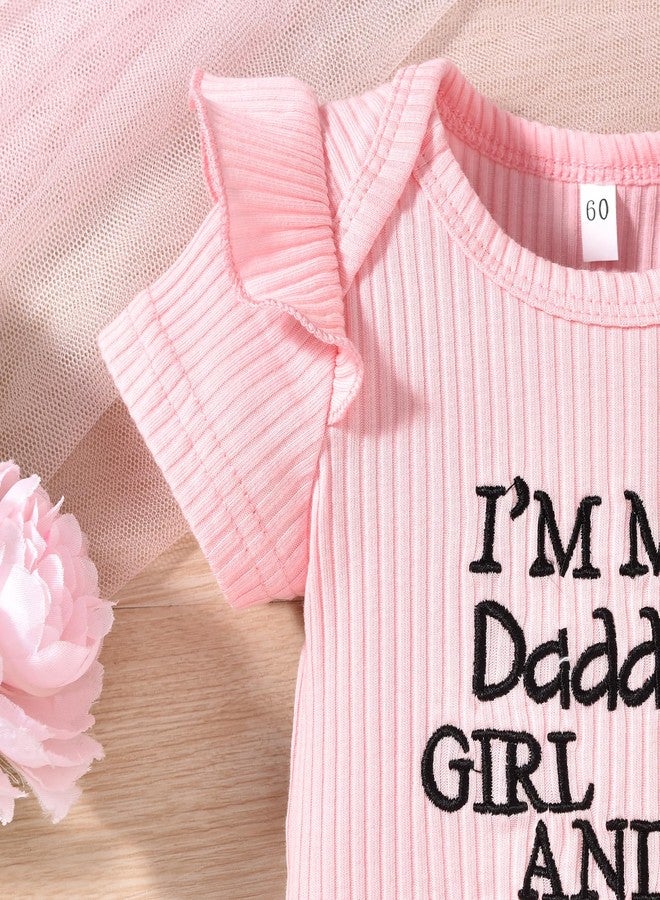 HIHA Newborn Infant Baby Girl Summer Clothes Ruffle Bodysuit Floral Shorts Outfit NB Daddys Mommys World Clothing with Headband Pink - Image 4