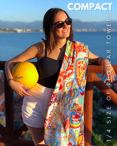 ECCOSOPHY Microfiber Beach Towel -Sand Free Towels are Quick Dry, Light Weight, Super Absorbent-Perfect Pool, Travel, Cruise, Camping Essentials - Oversized Extra Large for Adults (Ibiza) - Image 3