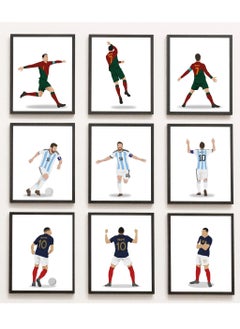 set of 12, Ronaldo Messi Mbappe Mega bundle Poster with Frame 21x30cm