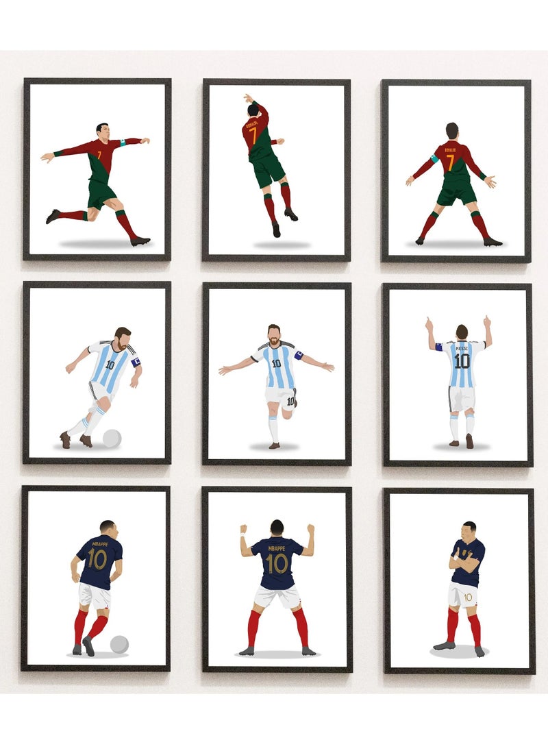 Boomah Accessories - set of 12, Ronaldo Messi Mbappe Mega bundle Poster with Frame 21x30cm - Image 1