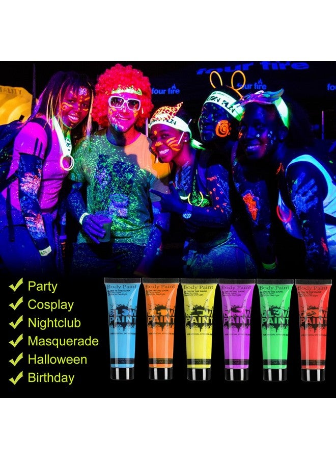 GARYOB Glow in Dark Face Body Paint UV Blacklight Neon Fluorescent 0.34oz Set of 6 Tubes - Image 3