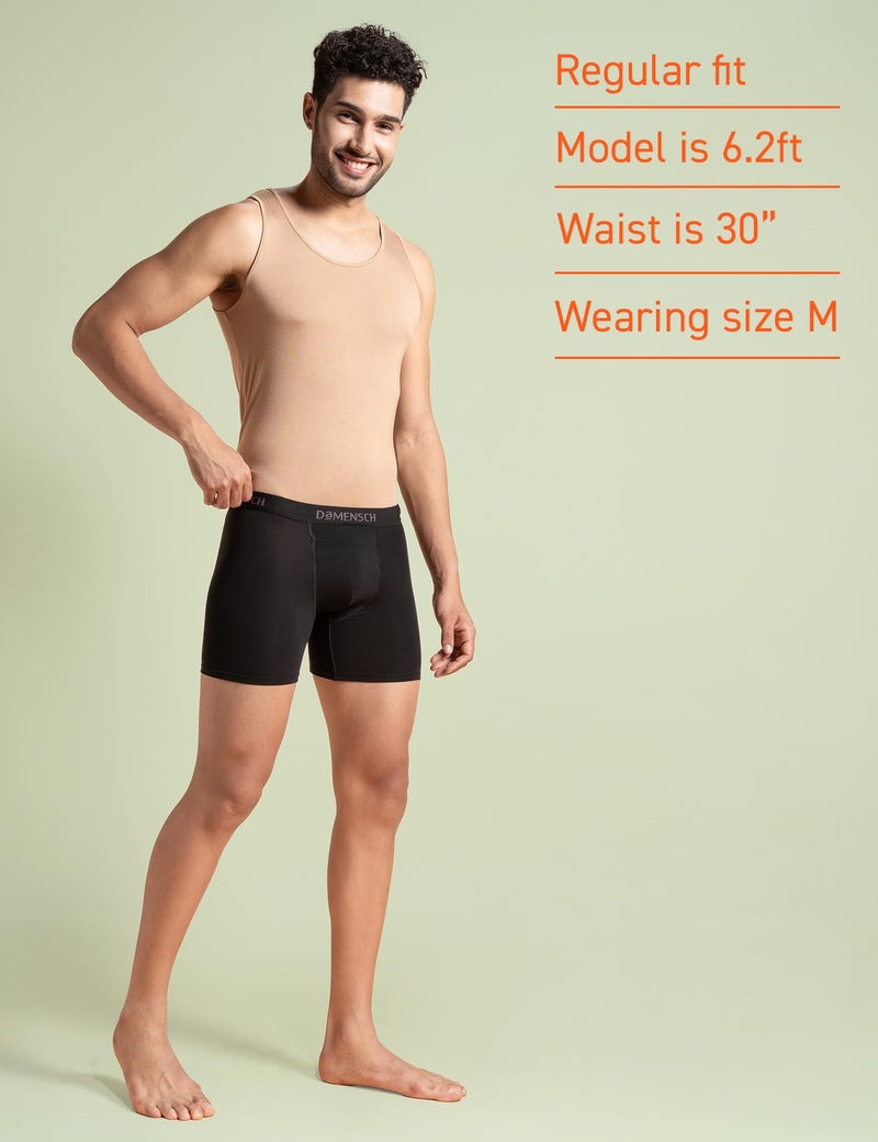 DAMENSCH Men's Cotton Blend Trunks Boxer Briefs (Pack of 1) (BB1017_Pack of 1_Jet Black - Image 2