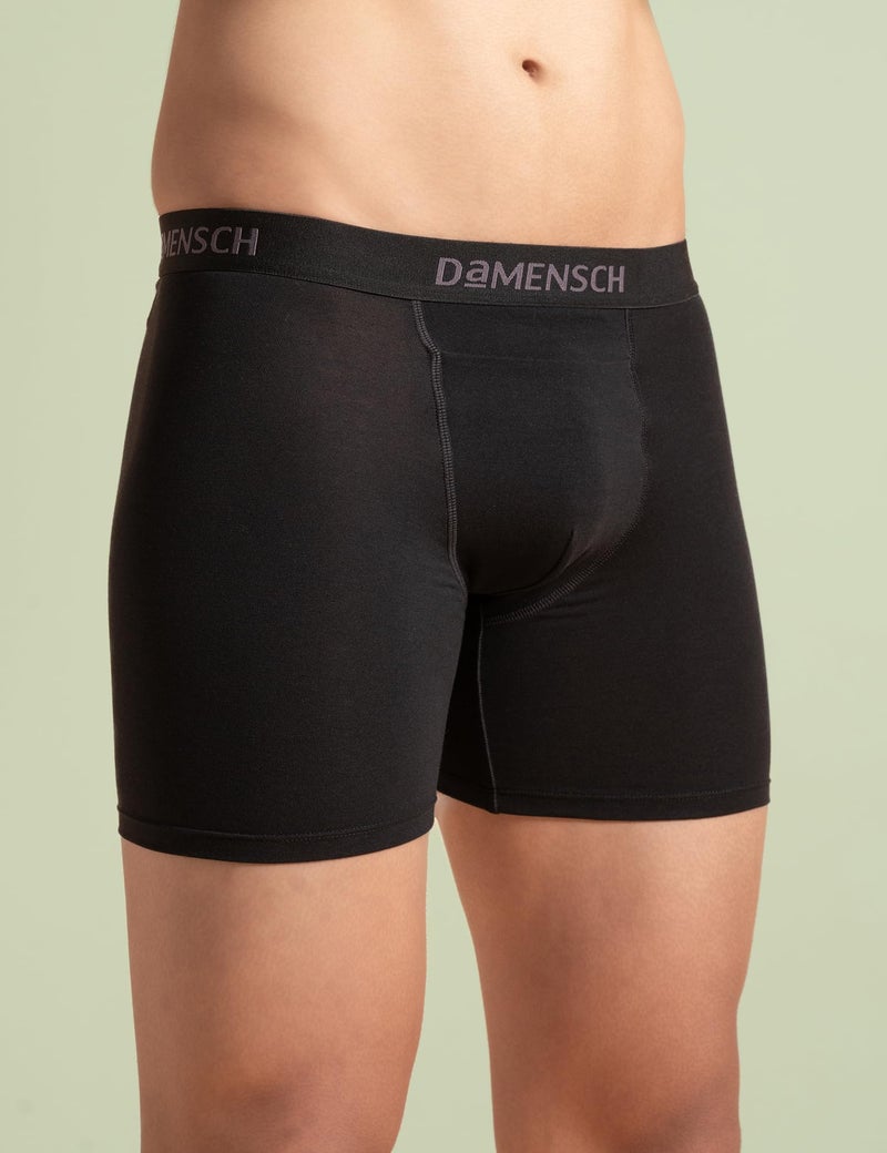 DAMENSCH Men's Cotton Blend Trunks Boxer Briefs (Pack of 1) (BB1017_Pack of 1_Jet Black - Image 3