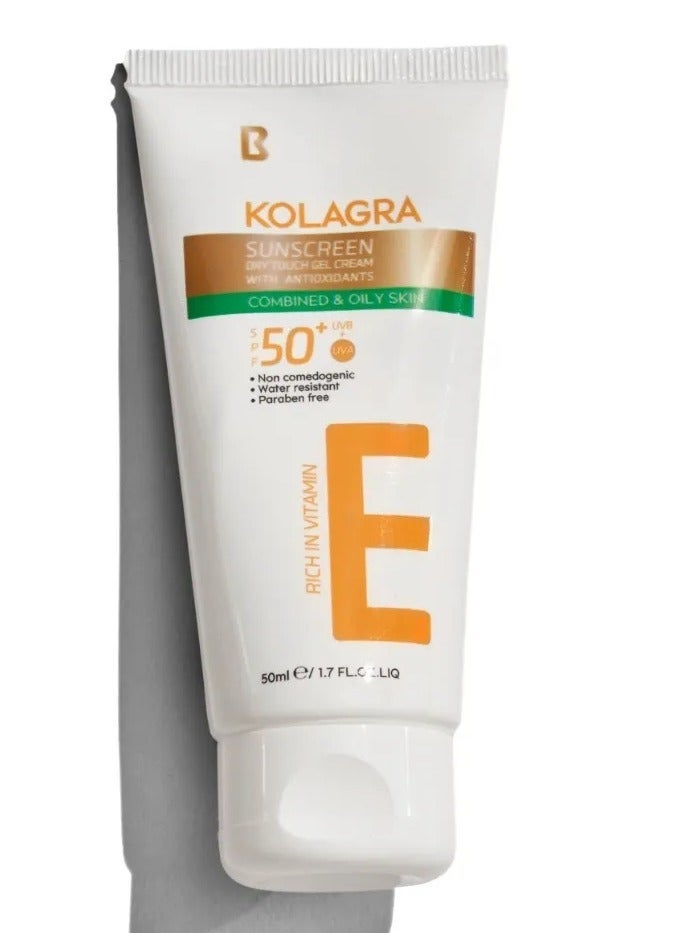 Kolagra Sunscreen +SPF50 Dry Touch Gel Cream With Antioxidant 50ml - Image 1