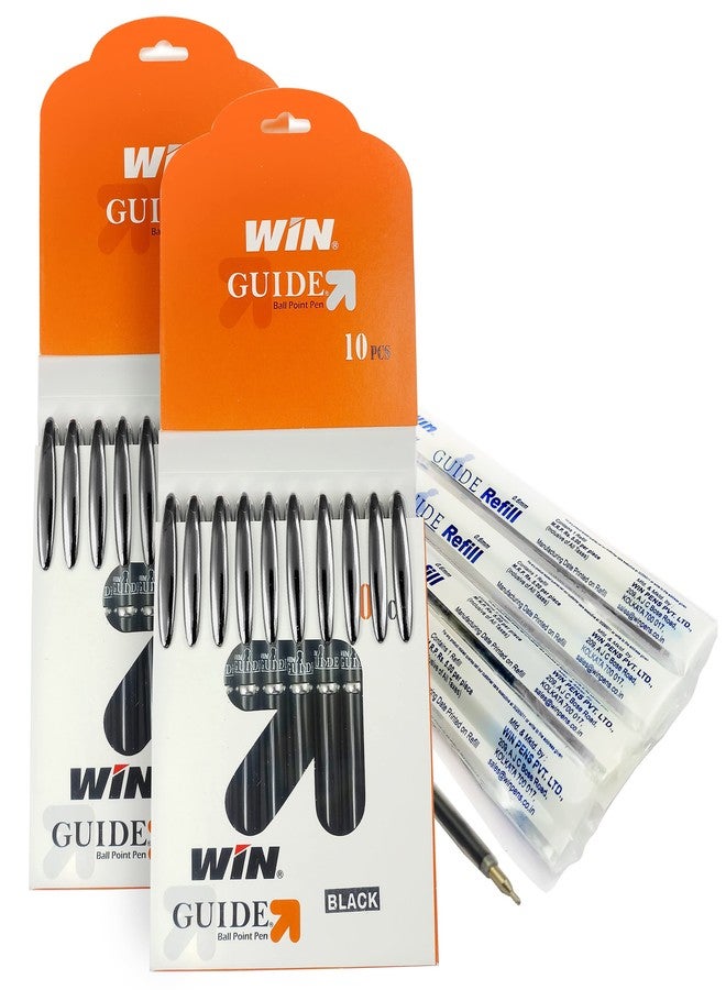 دبليو آي أن مجموعة أقلام وين جايد بول | ٢٠ قلمًا أسود مع ١٠ عبوات حبر بديلة | مجموعة أقلام أنيقة فاخرة | قلم للكتابة | رأس حاد ٠٫٦ مم | مثالية للطلاب والامتحانات | مجموعة فاخرة للإهداء - Image 1