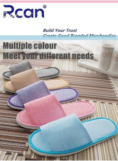 Rcan 5 Pairs Disposable Adult Guest Slippers, Open Toe Bulk Slippers, Multicolor Breathable Linen Slipper for Home, Hotel, Travel, SPA, Party  - Image 3