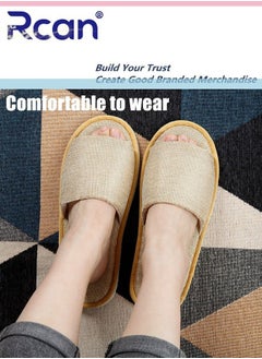 Rcan 5 Pairs Disposable Adult Guest Slippers, Open Toe Bulk Slippers, Multicolor Breathable Linen Slipper for Home, Hotel, Travel, SPA, Party  - Image 2