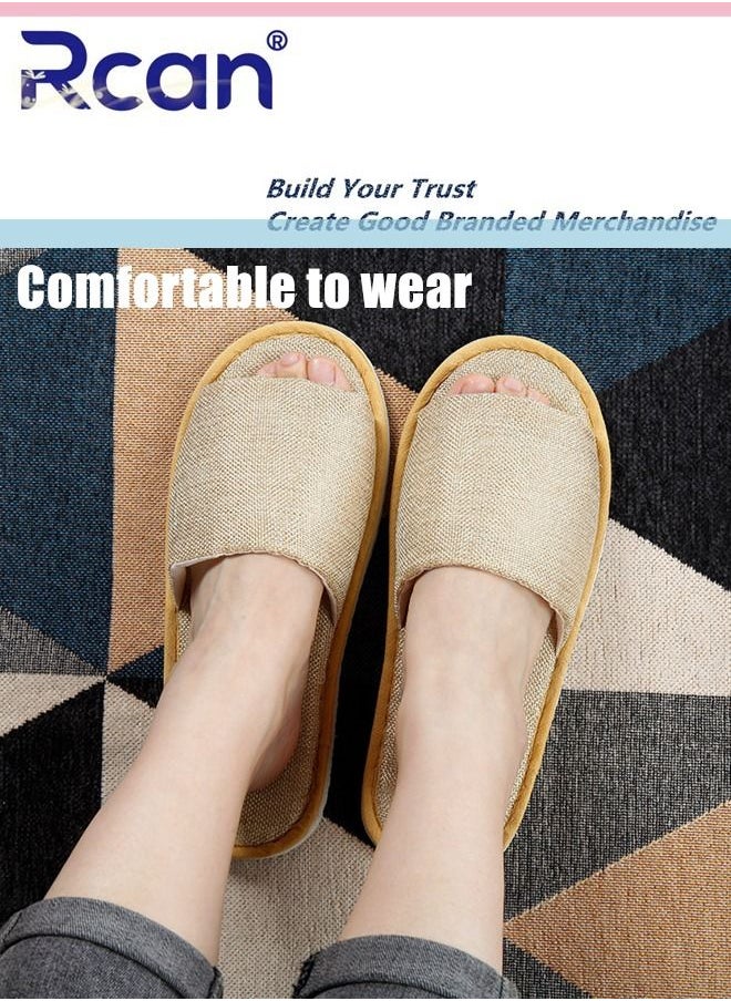 Rcan 5 Pairs Disposable Adult Guest Slippers, Open Toe Bulk Slippers, Multicolor Breathable Linen Slipper for Home, Hotel, Travel, SPA, Party  - Image 2