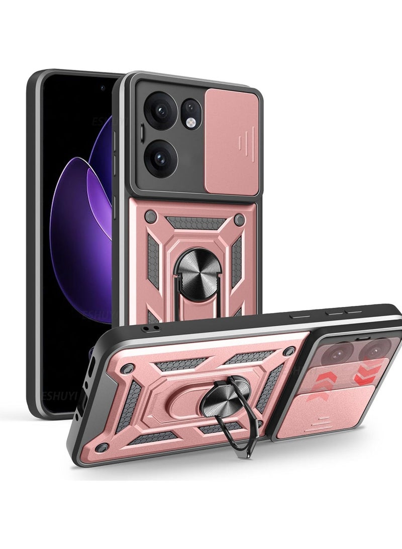 general Compatible OPPO Reno 13F Case with Sliding Camera Cover Heavy Duty  Grade Shock Resistant Magnetic Ring Mount Reno13 F Mount Case