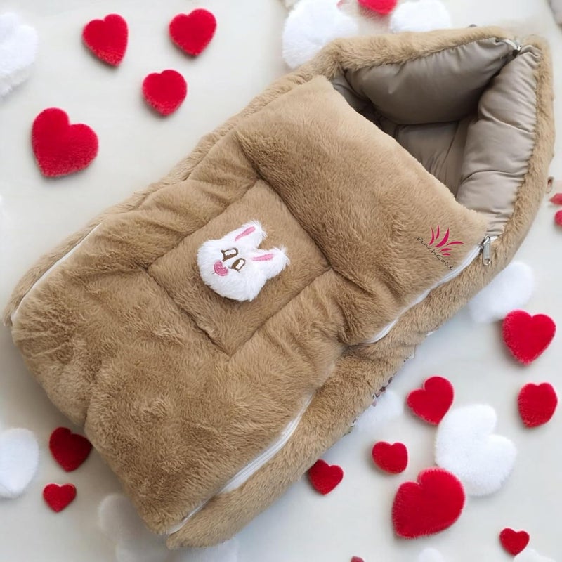 FinchGold Baby Sleeping Bag, 0-9 Months, Pure Cotton, Soft Fur, Brown Camel Color - Image 5