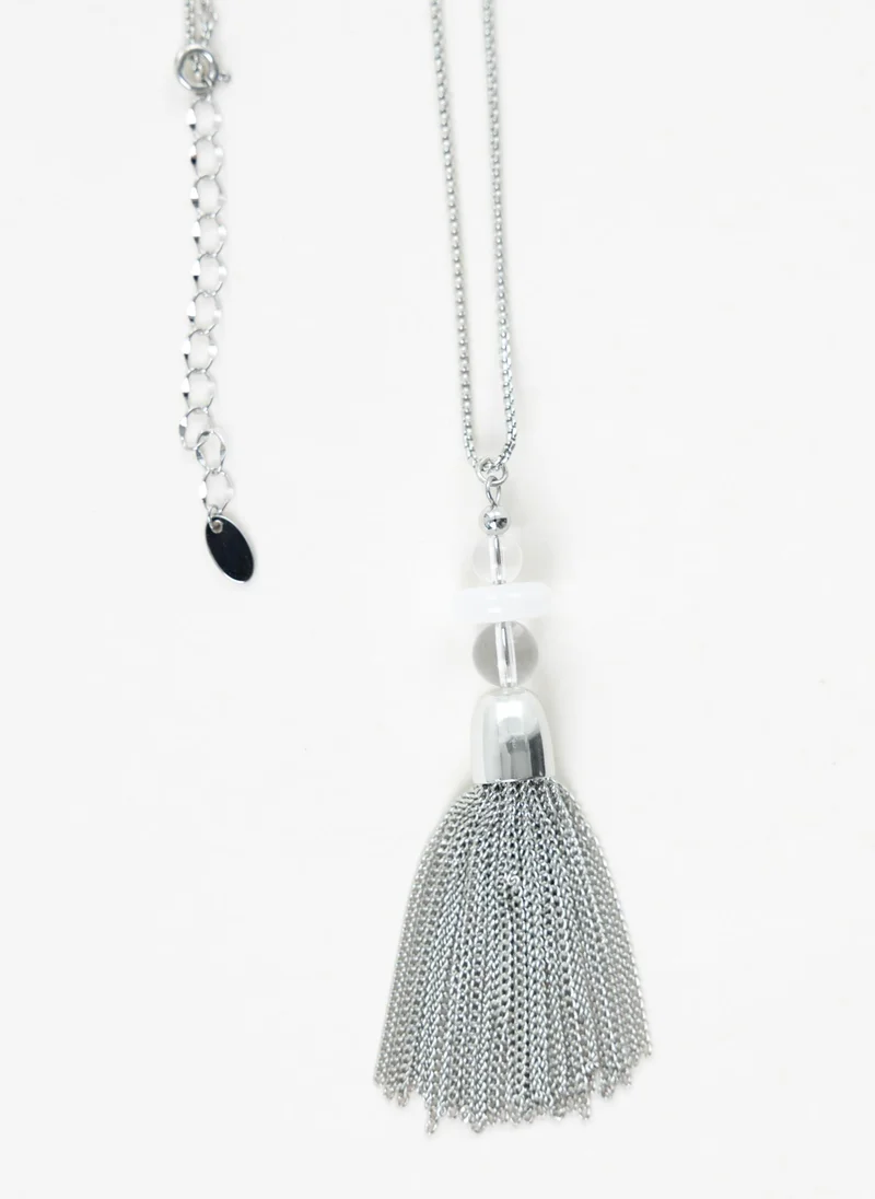 Lichi  Silvertone chain with a tassel pendant for Women | Best Price UAE