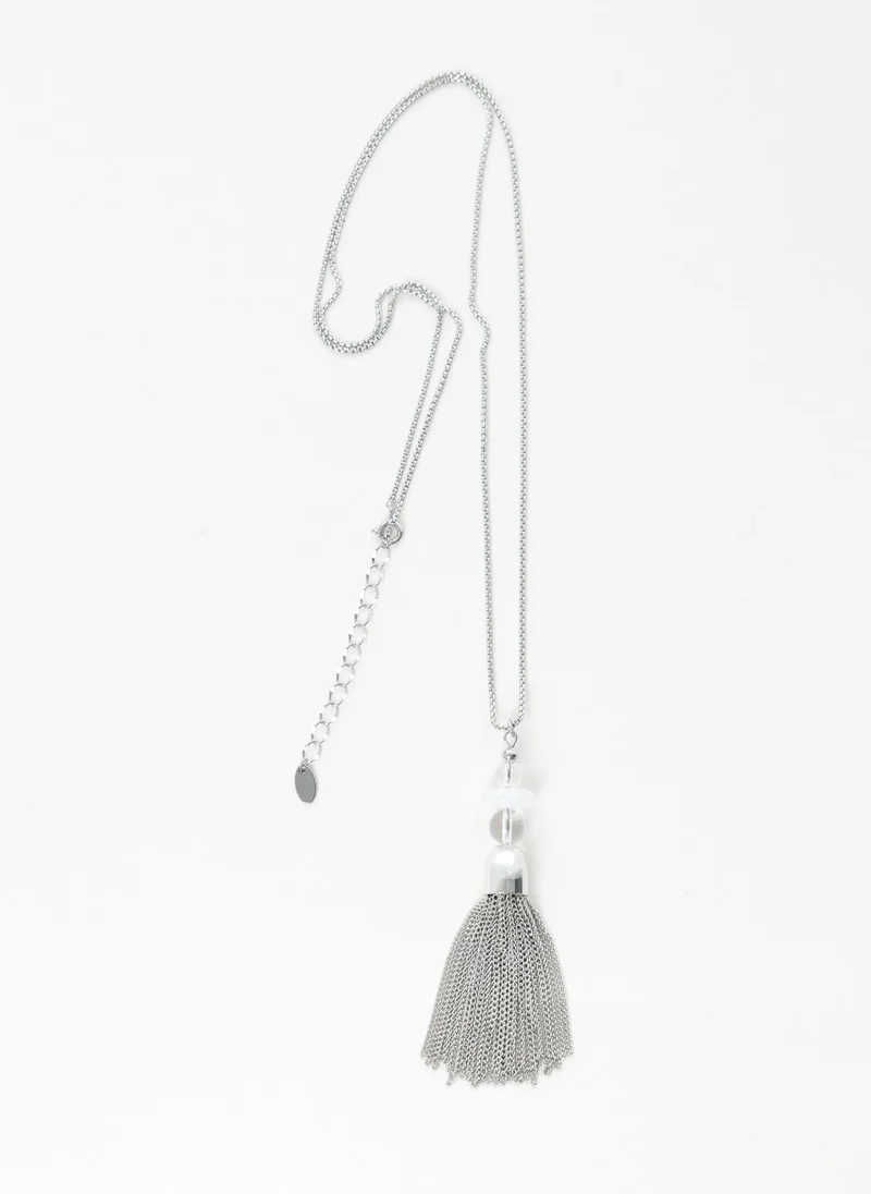 Lichi  Silvertone chain with a tassel pendant for Women | Best Price UAE