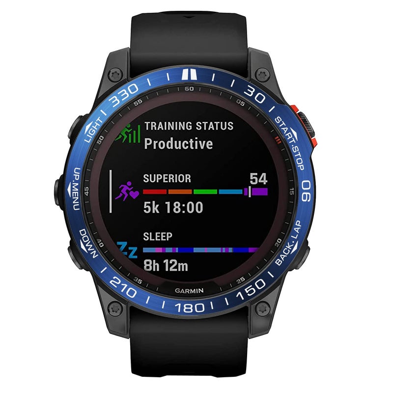 Methray حلقة حواف متوافقة مع ساعة Garmin Fenix 7X مقاس 51 مم، غطاء لاصق من الفولاذ المقاوم للصدأ مصقول، غطاء واقي مضاد للخدوش لساعة Garmin Fenix 7X Sapphire Solar (أزرق) - Image 2