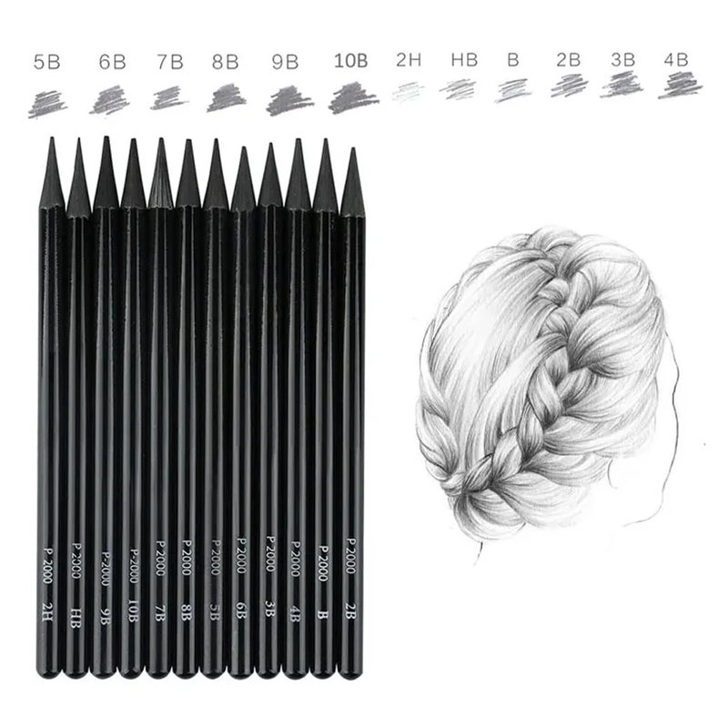 CROWNNIMREET Professional Drawing Sketching Dual Ended Pencil Art Graphite Pencil, Ideal For Drawing Art, Sketching, Shading, Artist Pencils For Beginners, Artists & Pro Artists Set Of 6 - Image 4